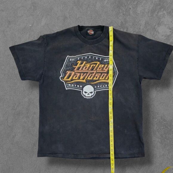 Faded Harley Davidson T Shirt XL Black Skull Motorcycle Distressed Shirt - Picture 5 of 6